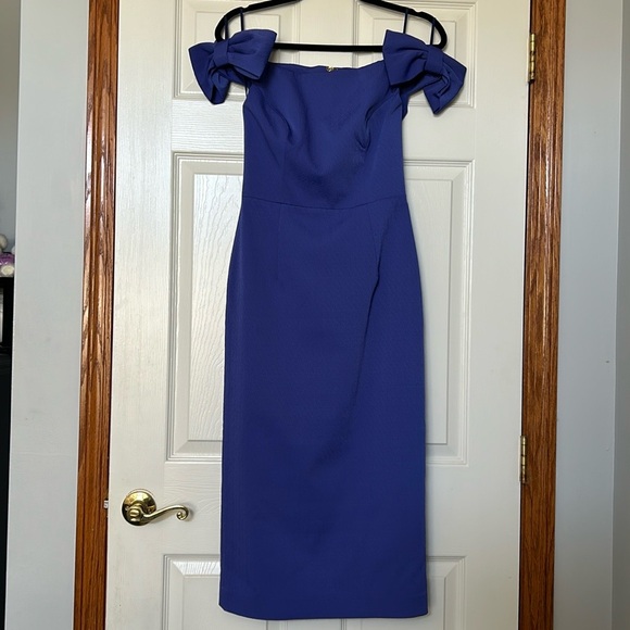 Rebecca Vallance Dresses & Skirts - Rebecca Vallance Winslow Royal Purple Midi Dress Bow Sleeves NWT